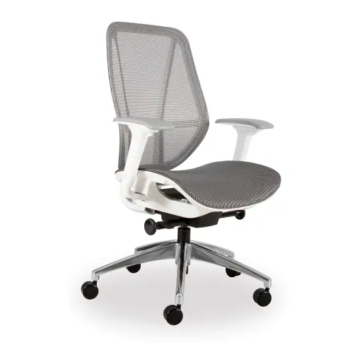 CRYSTAL CHAIR MIDBACK Grey Mesh White Frame